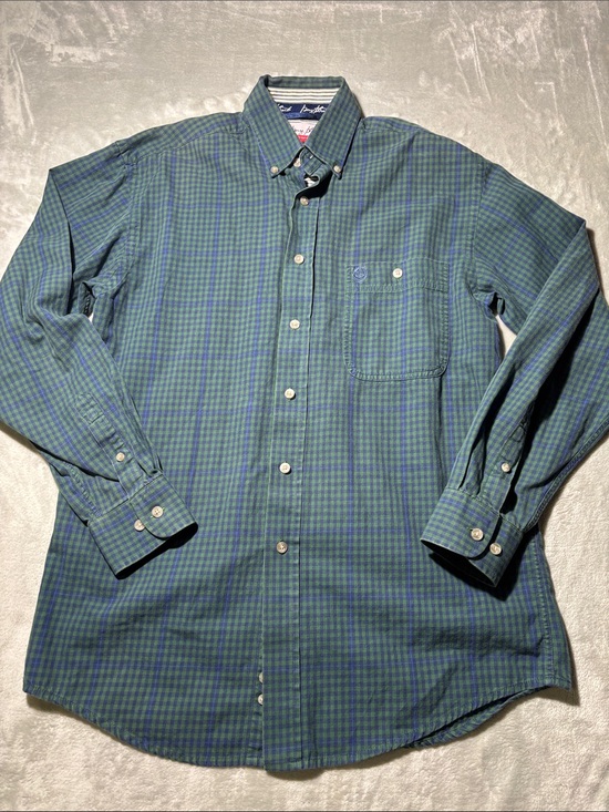 Wrangler Other - Wrangler Cowboy Cut Gorge‎ Strait Men’s M Green Blue Plaid Button Down Shirt
